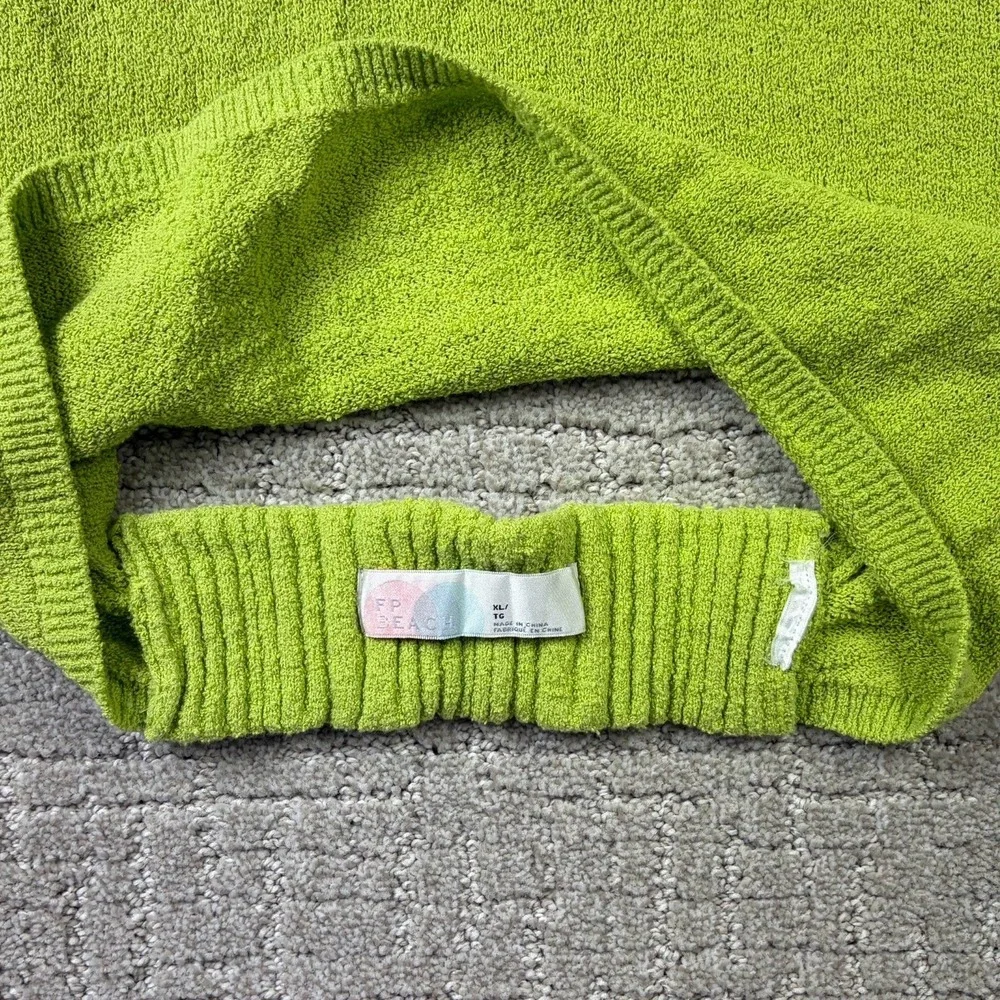 Free People FP Beach Lime Green Knit Tube Halter Top Backless Open Back Size XL